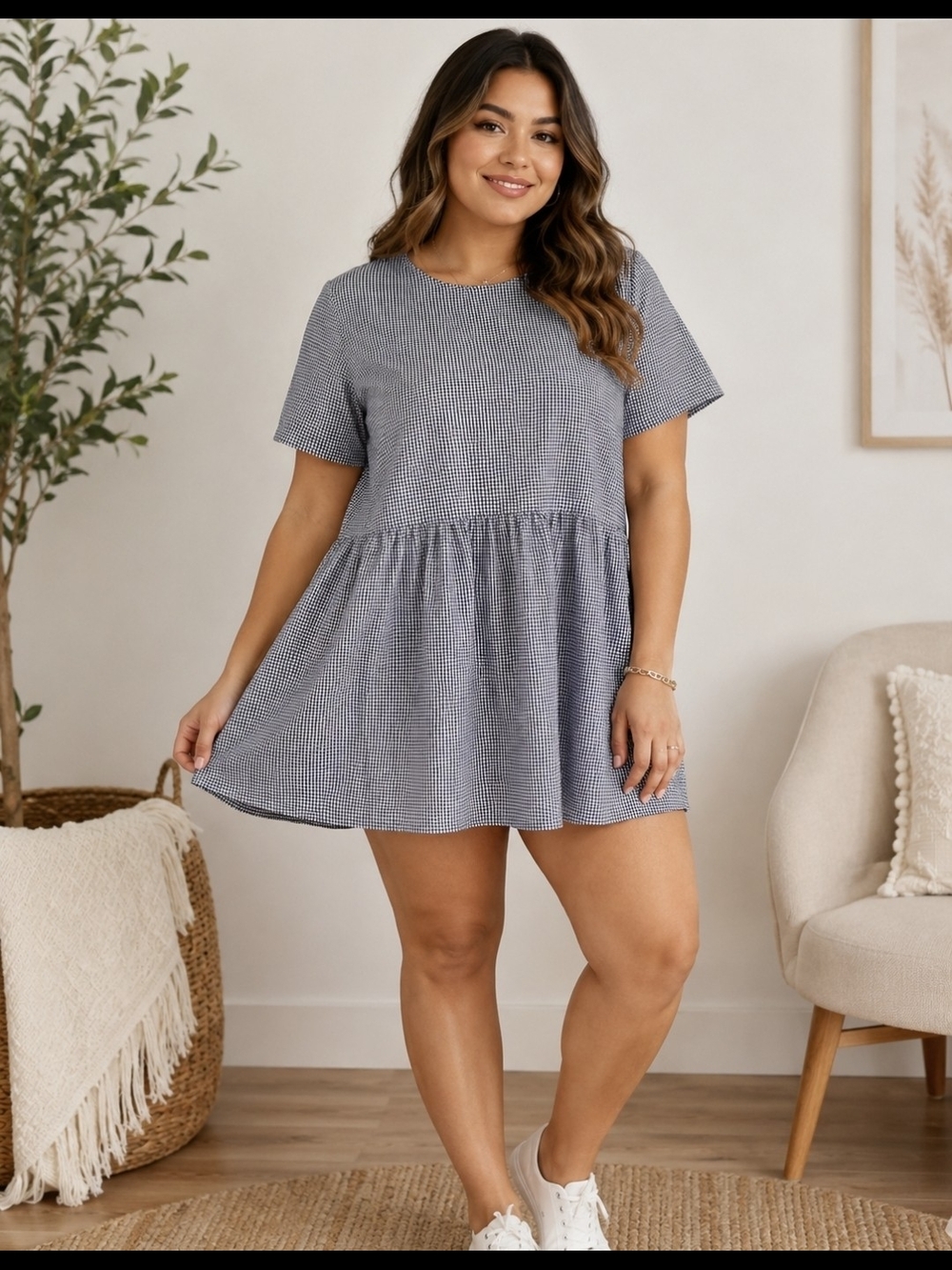 ONLY Black & White Gingham Dress with Branded Tag